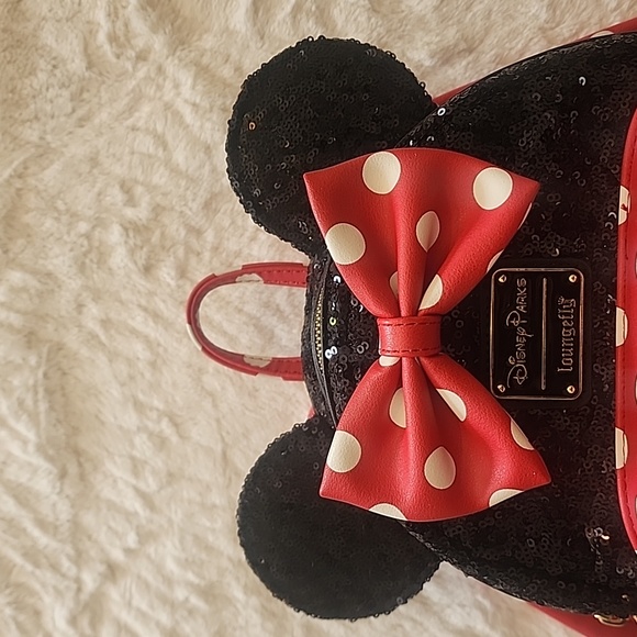 Disney Parks Polka Dots Sequin & Faux Leather Backpack - Picture 9 of 9